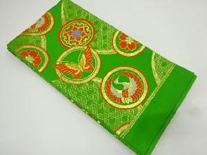 アンティーク　丸紋に鶴・蝶模様織り出し子供帯（着用可）
